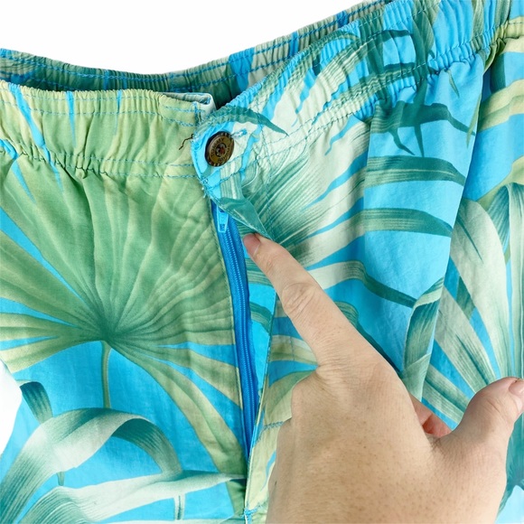 TOMMY BAHAMA Green Blue Palm Tree Swim Trunks XL - Picture 4 of 5